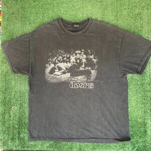 Vintage Y2K The Doors Jim Morrison T-Shirt Hippie 60s Rock Sun Faded Black L